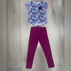 Cat & Jack Floral Top with Jumping Beans Magenta Leggings